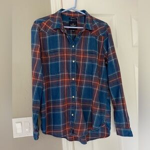 AEO Boyfriend Fit Snap Up Plaid Top